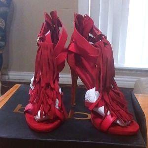 BEBE women's fringe heels red brand new